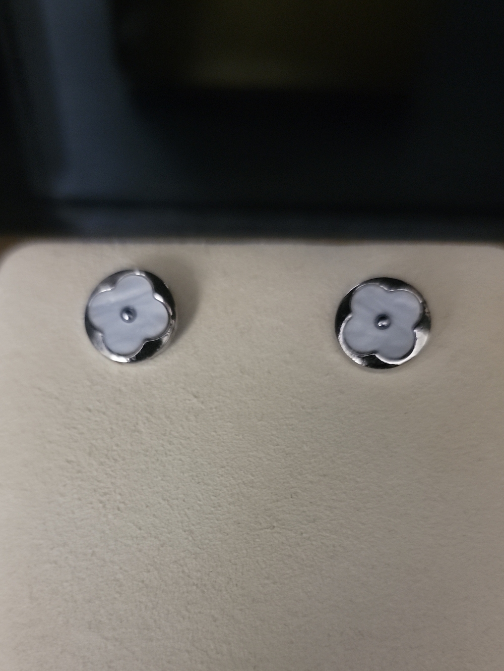 Mother Of Pearl Flower Silver-Trim Stud Earrings - Women Jewelry